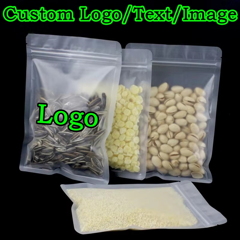 Logo Food Snack - 100PCS Frosted Plastic Ziplock Packaging Bag