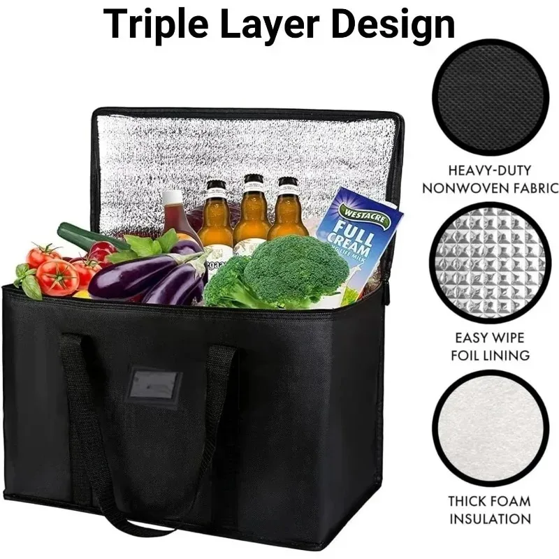 Food Snacks Delivery - Insulated Cooler Bag, Large Capacity Thermal