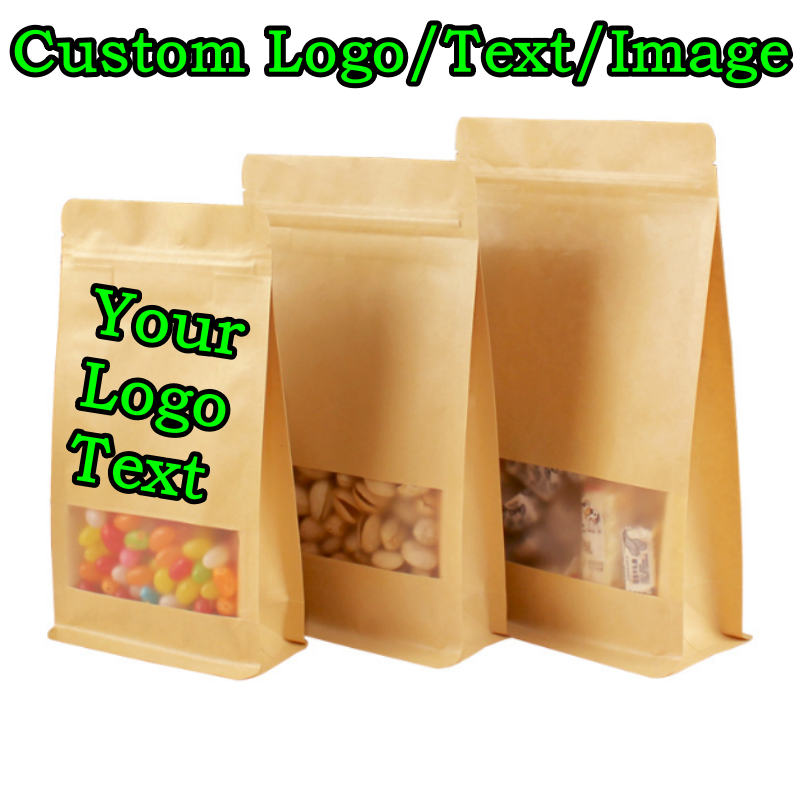 50PCS 3D Stand-up Kraft Paper  - огляд і ціна Logo Food Snack