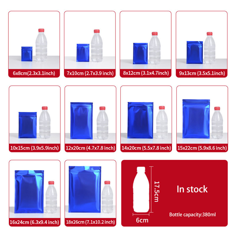 100pcs Matte Blue Foil Zipper  - огляд і ціна Food Snacks In Usa