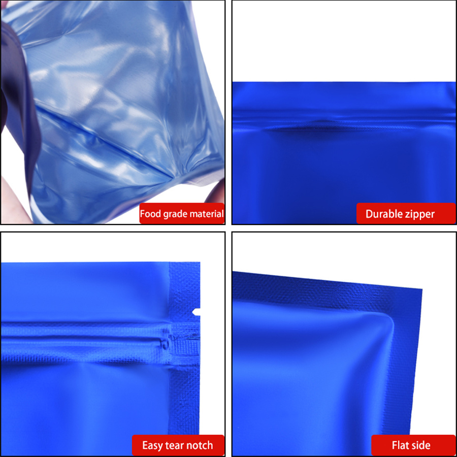 100pcs Matte Blue Foil Zipper  - огляд і ціна Food Snacks In Usa