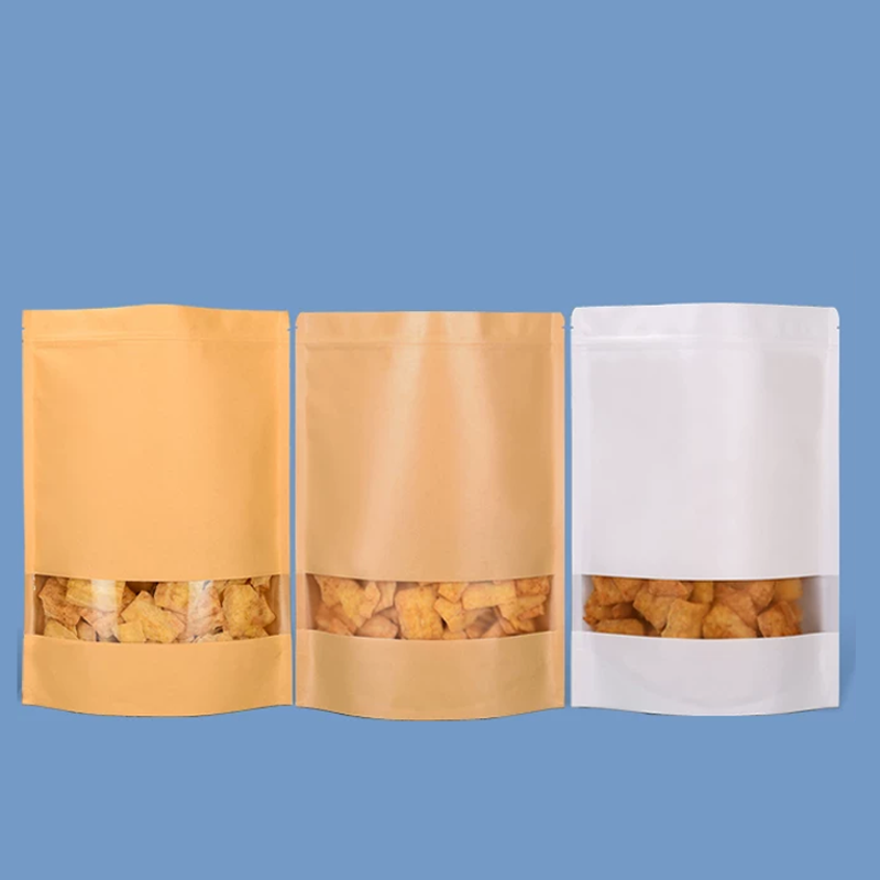 50 kraft paper bags,windowed s - огляд і ціна Logo Food Snack